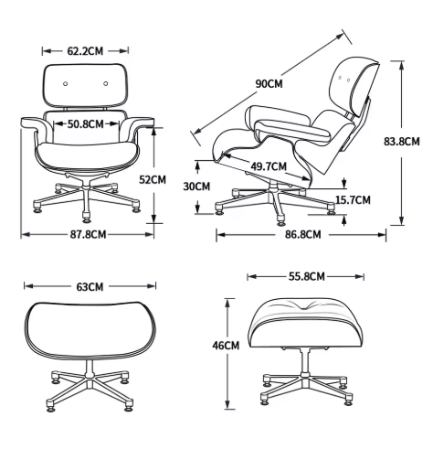 Klassieke Draaibare Lounge Fauteuil – Walnoothout & Donkerbruine Koeienhuid, 360° Rotatie