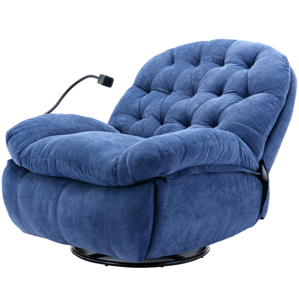 Blauwe Massagefauteuil met Verwarming – Verstelbare Relaxstoel met Opbergvak & Telefoonhouder, Zonder Shiatsu