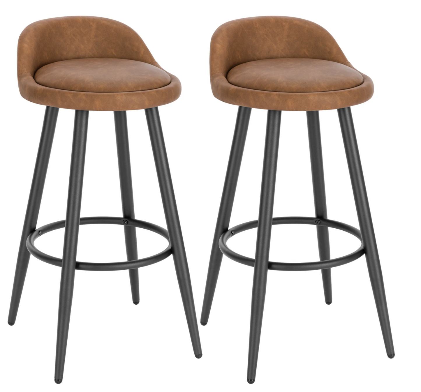 Set van 2 Barkrukken – Fluwelen Zitting met Voetsteun, Modern Design voor Keuken of Bar