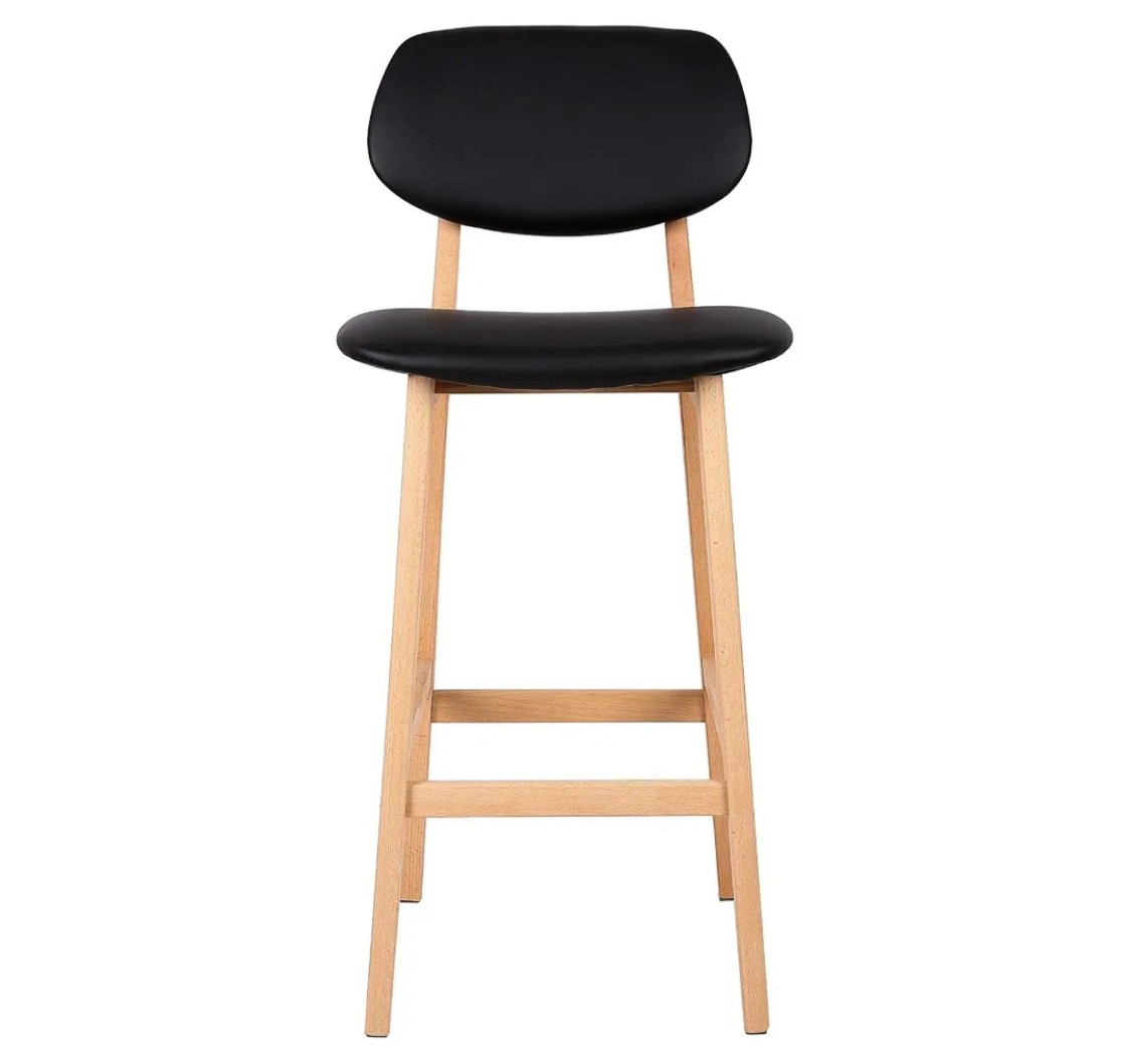 Set van 2 Witte Barkrukken – Kunstleer & Massief Hout, Modern Design voor Keuken of Bar