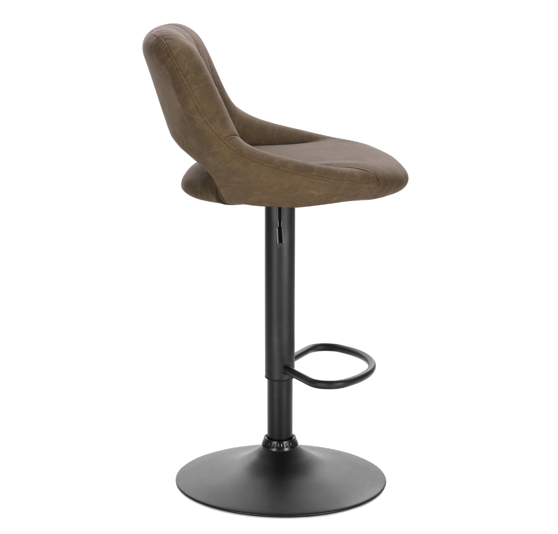 Set van 2 Verstelbare Barkrukken – Kunstleer, 360° Draaibaar met Rugleuning en Voetsteun