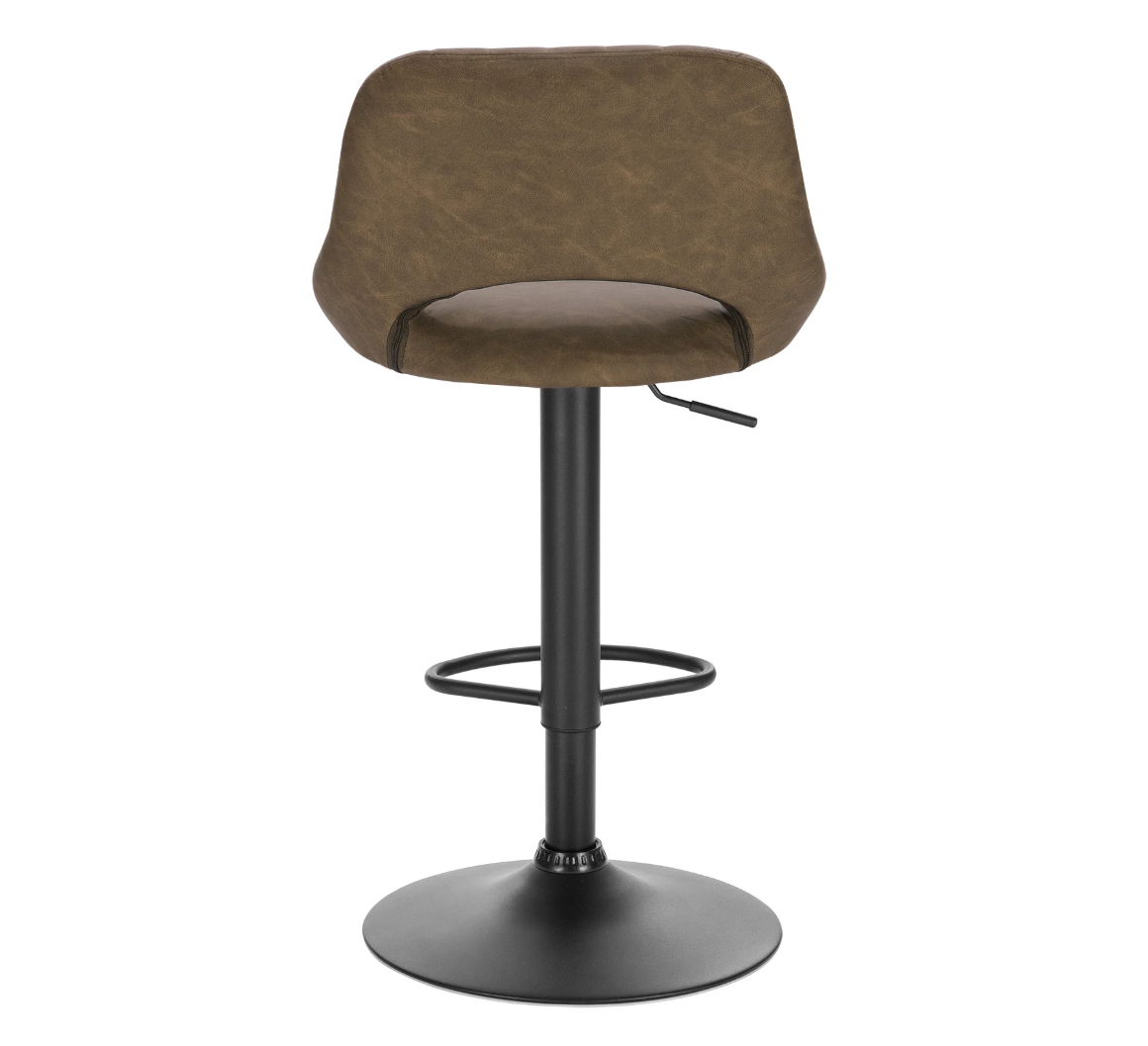 Set van 2 Verstelbare Barkrukken – Kunstleer, 360° Draaibaar met Rugleuning en Voetsteun