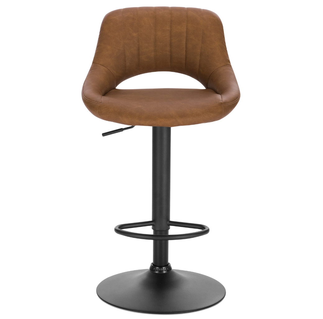 Set van 2 Verstelbare Barkrukken – Kunstleer, 360° Draaibaar met Rugleuning en Voetsteun