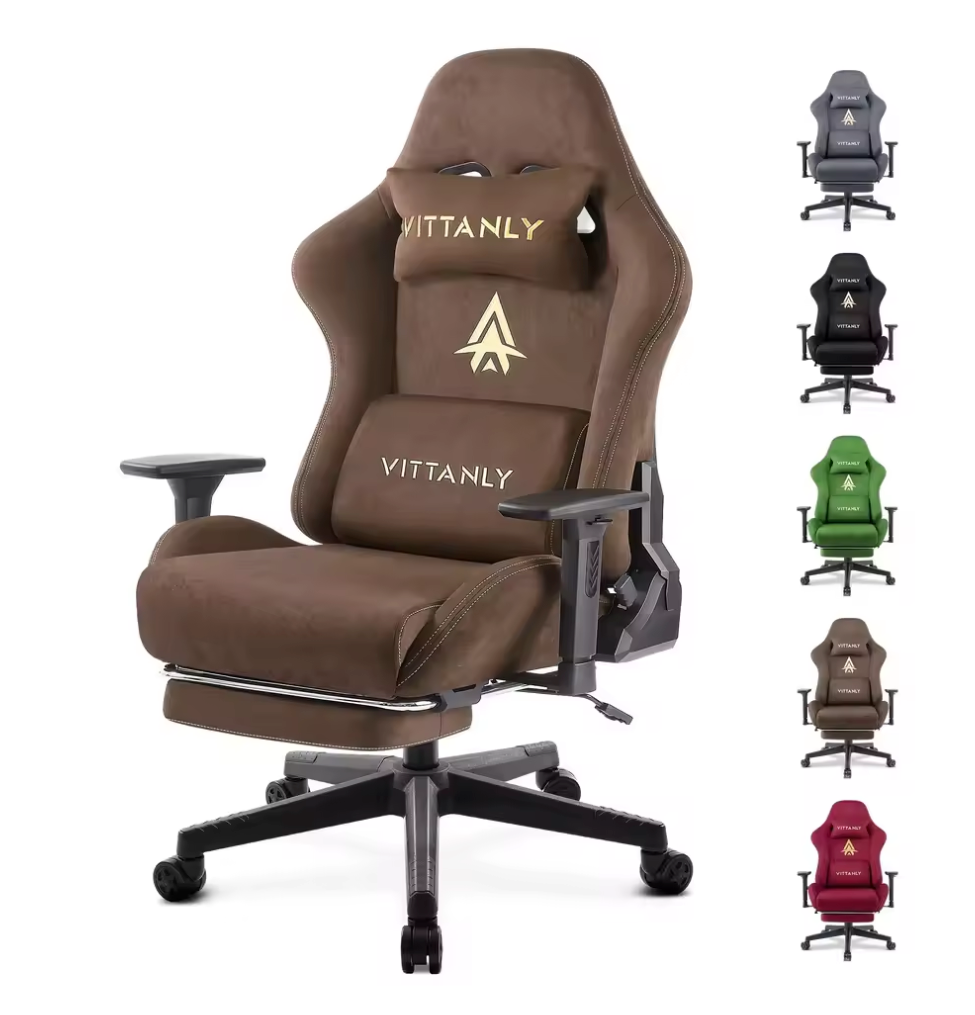 Ergonomische Gamingstoel – Suède Look – Met Lendensteun – Verstelbaar