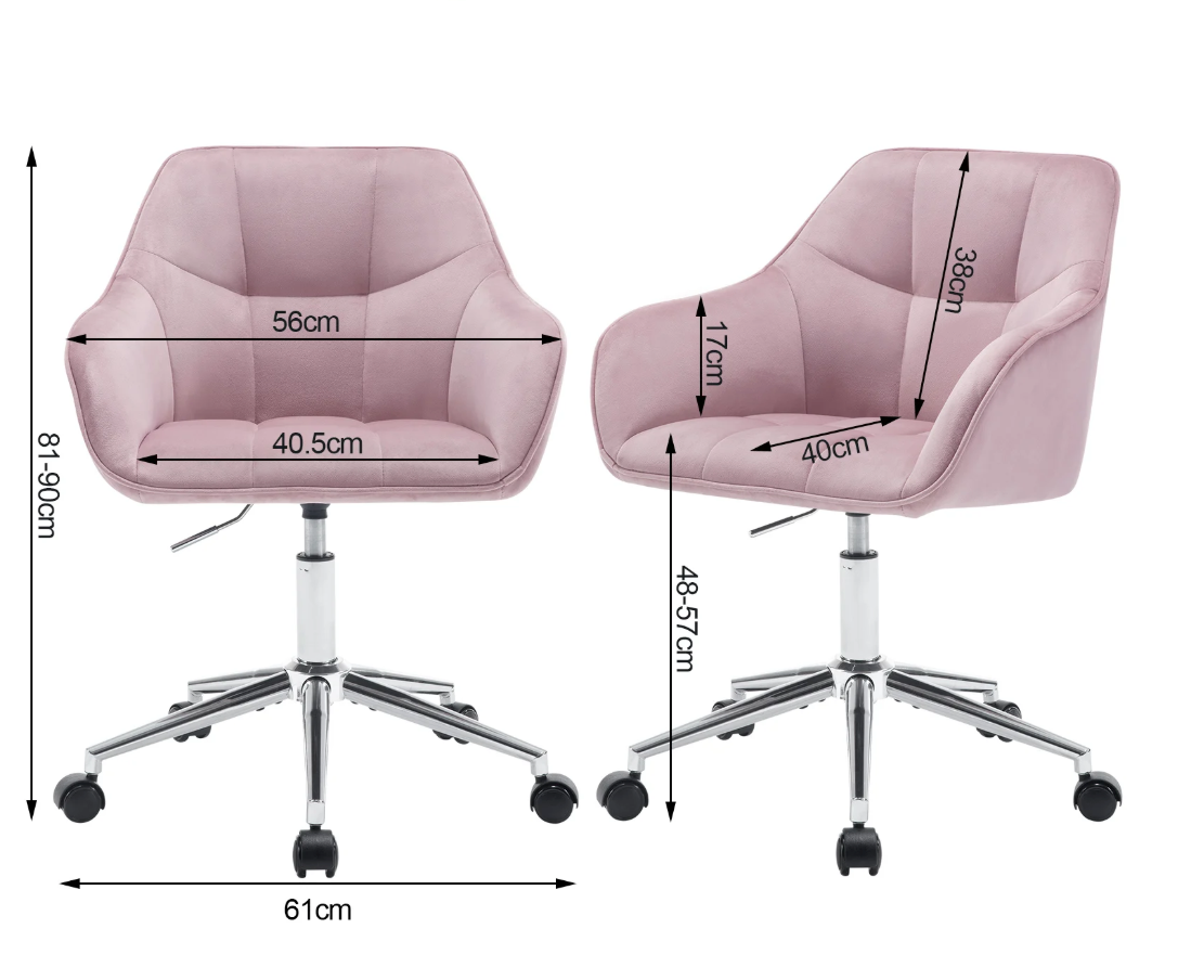 Fluwelen Bureaustoel met Armleuningen – In Hoogte Verstelbaar & 360° Draaibaar, Modern en Comfortabel