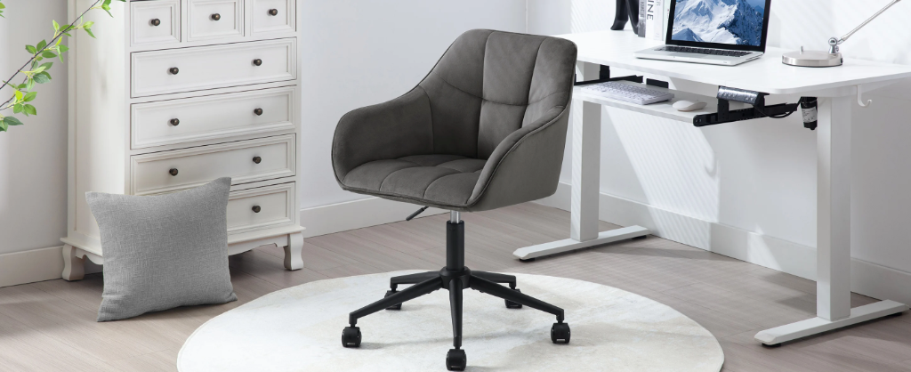 Fluwelen Bureaustoel met Armleuningen – In Hoogte Verstelbaar & 360° Draaibaar, Modern en Comfortabel
