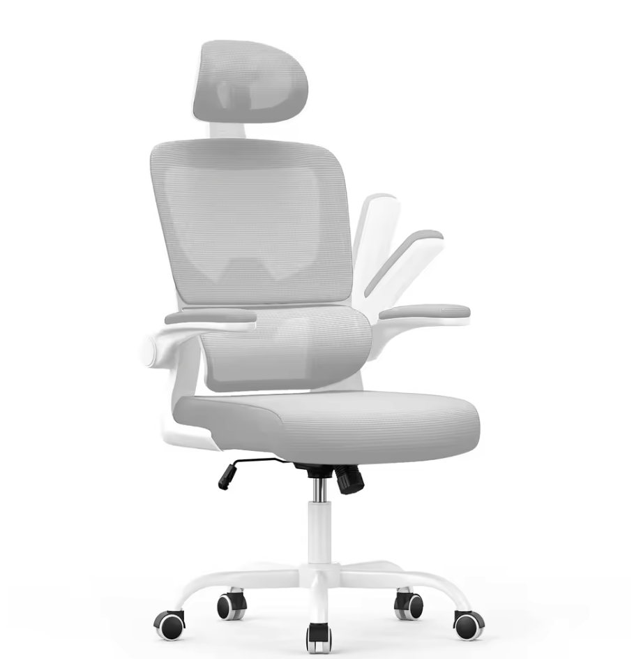 Ergonomische Mesh Bureaustoel – Met 3D Hoofdsteun, Adaptieve Lendensteun & Opklapbare Armleuningen