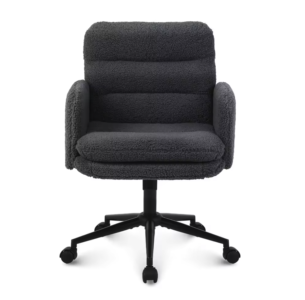 Comfortabele Donkergrijze Bureaustoel – Kunst wol – Verstelbare Hoogte