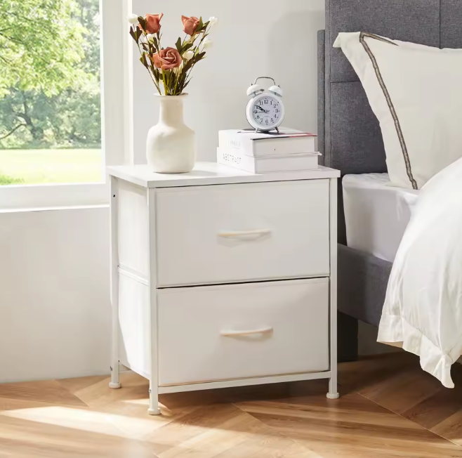 Nachtkastje met 2 Stoffen Laden – Compact & Multifunctioneel