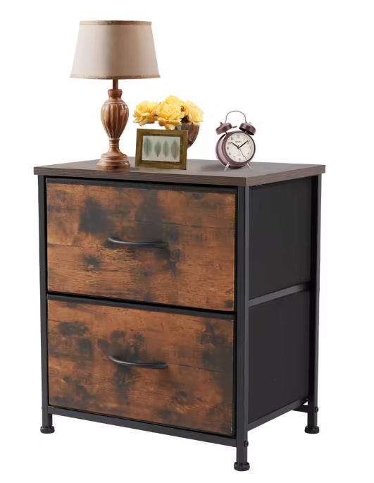 Nachtkastje met 2 Stoffen Laden – Compact & Multifunctioneel