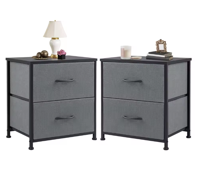 Nachtkastje met 2 Stoffen Laden – Compact & Multifunctioneel