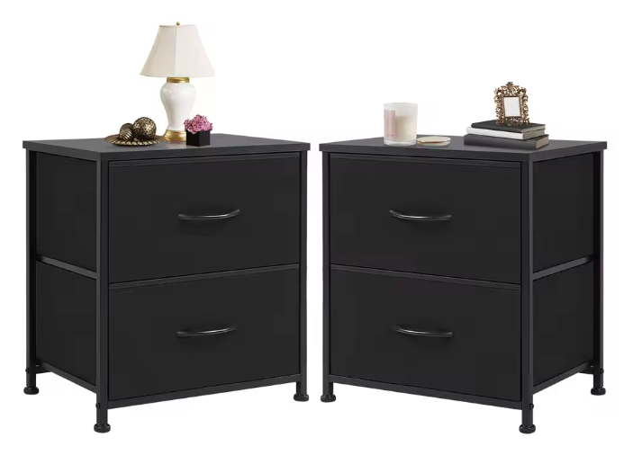 Nachtkastje met 2 Stoffen Laden – Compact & Multifunctioneel