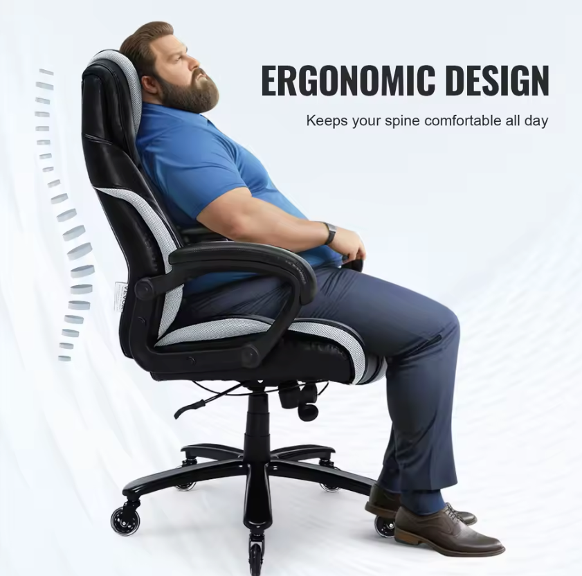 Heavy Duty Directiestoel – Ergonomisch – PU Leer – Verstelbare Lendensteun