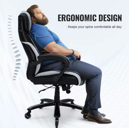 Heavy Duty Directiestoel – Ergonomisch – PU Leer – Verstelbare Lendensteun