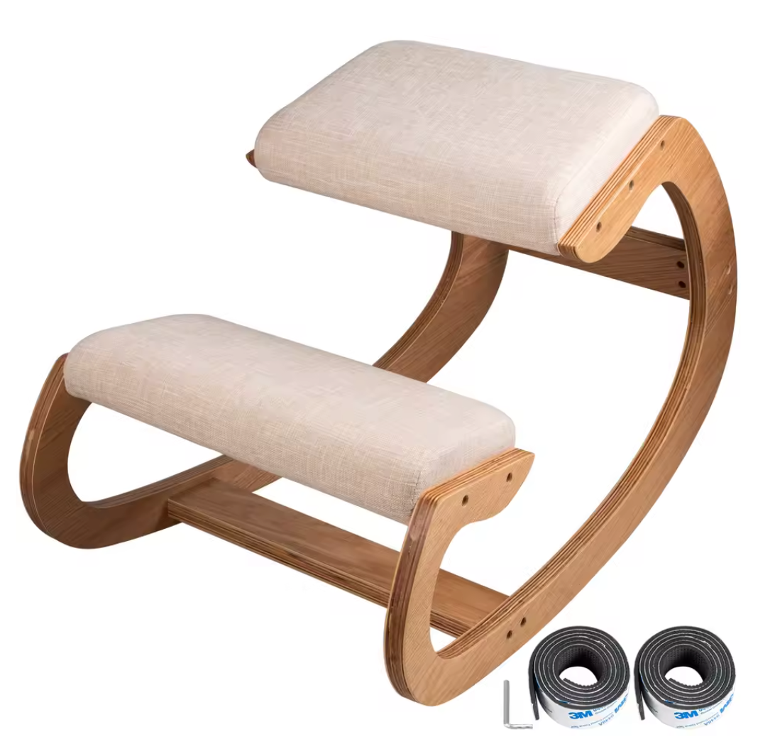 Ergonomische Knielstoel van Hout – Schommelend – Met Dik Kussen