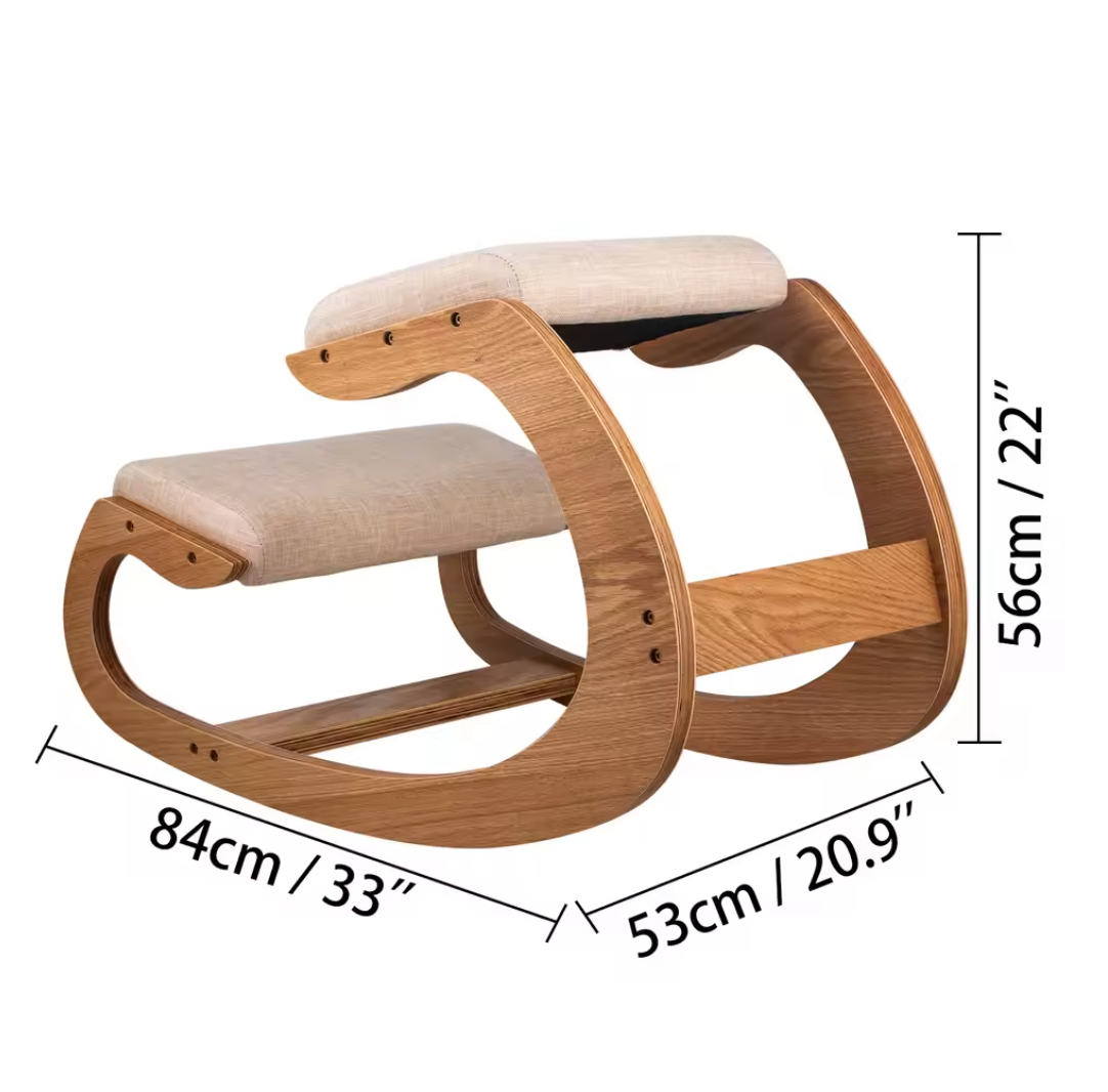 Ergonomische Knielstoel van Hout – Schommelend – Met Dik Kussen