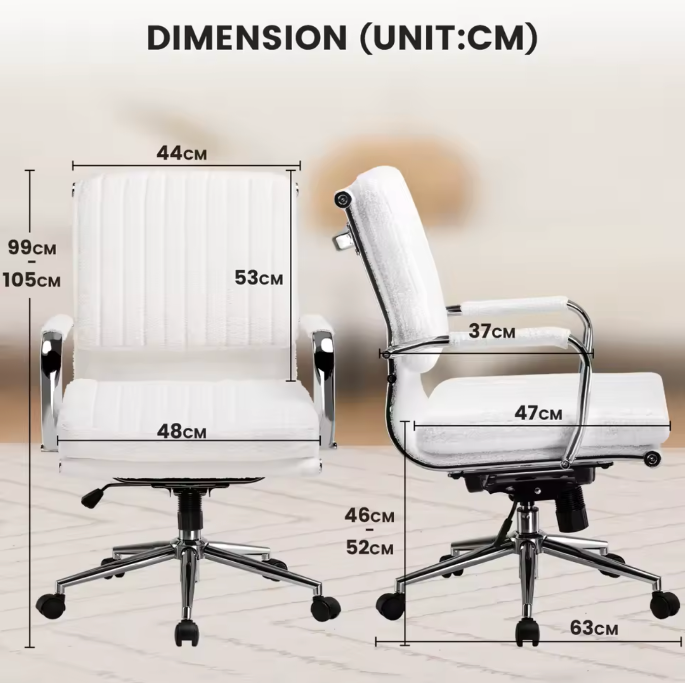Ergonomische Bureaustoel Wit of Grijs (Teddy) – In Hoogte Verstelbaar – Met Schommelfunctie