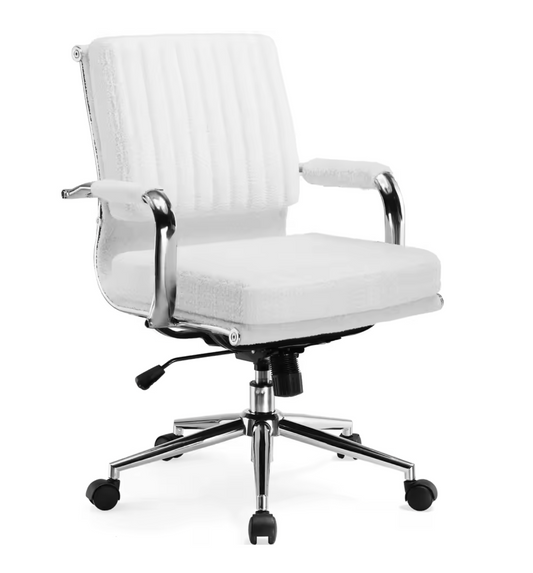 Ergonomische Bureaustoel Wit of Grijs (Teddy) – In Hoogte Verstelbaar – Met Schommelfunctie