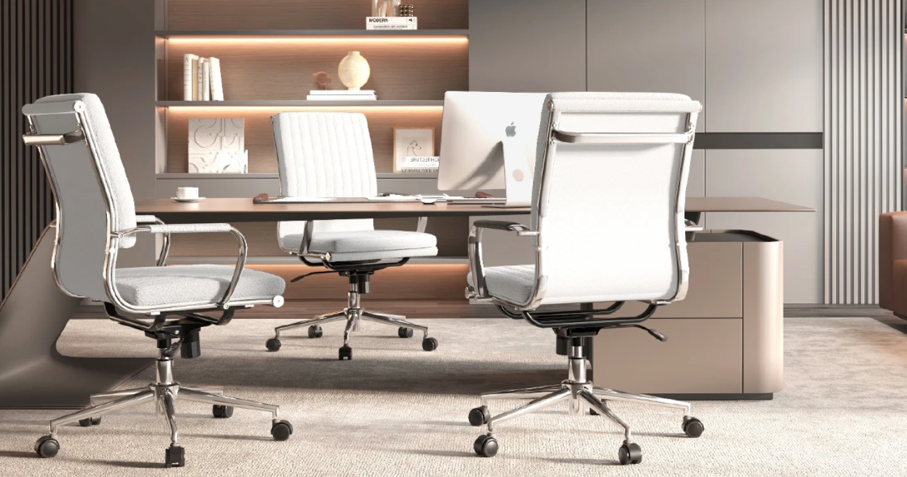 Ergonomische Bureaustoel Wit of Grijs (Teddy) – In Hoogte Verstelbaar – Met Schommelfunctie