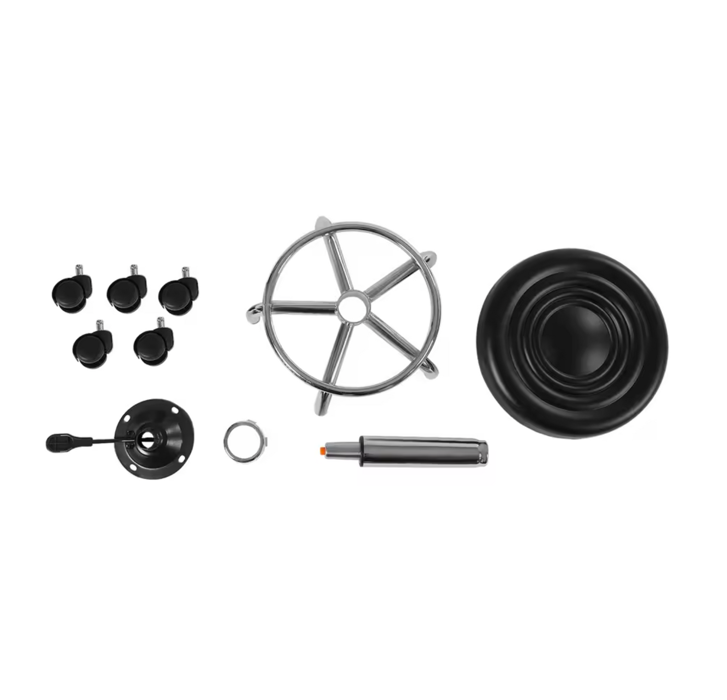 Verstelbare Zwarte Kruk – 33 cm – Met Wielen en Voetsteun – 150 kg