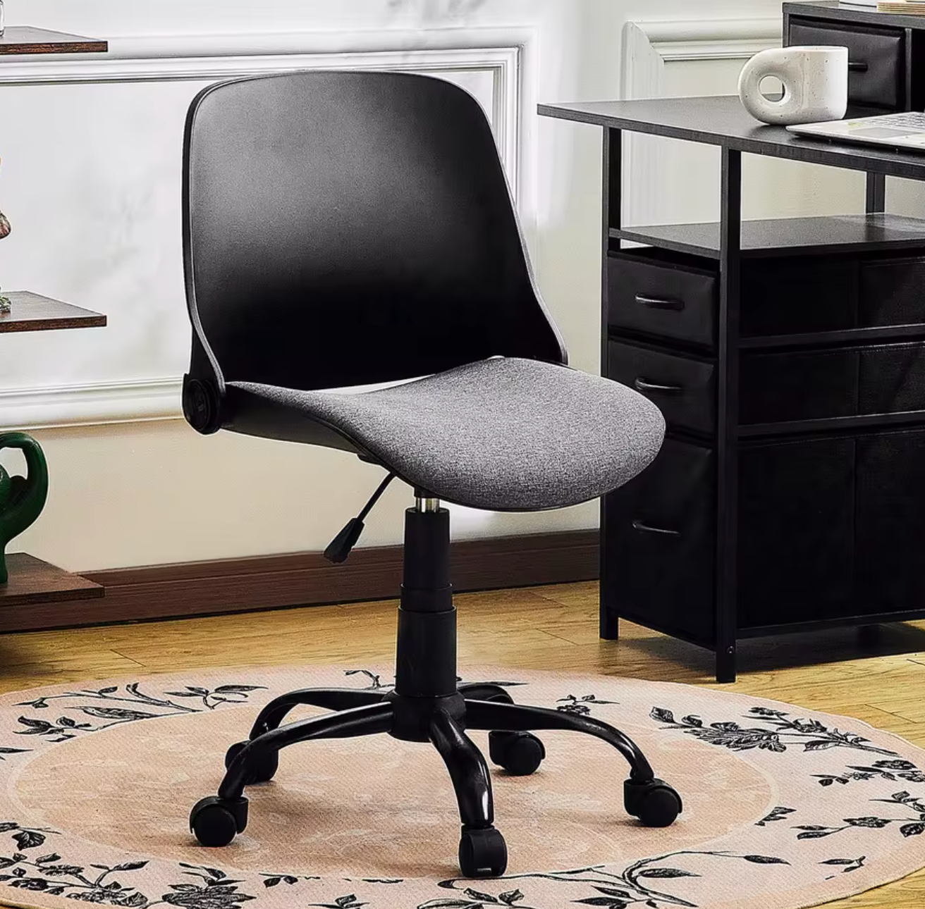 Bureaustoel Met Opvouwbare Rug – Verstelbaar – Armloos – Compact Ontwerp