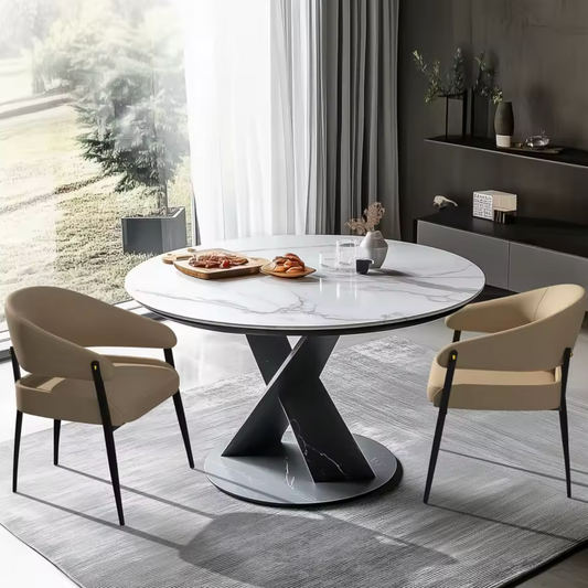 Set van 2 Luxe Eetkamerstoelen – Microvezel Leer – Gewatteerde Zitting