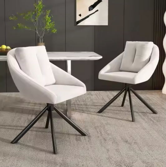 Grijze Fluwelen Draaistoel – Ergonomisch & Stijlvol Comfort (Set van 2)