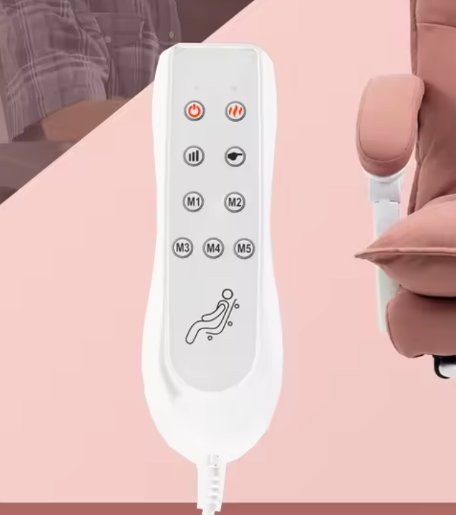 Lichtroze Massage Bureaustoel – 6 Punten, 5 Modi & Voetsteun