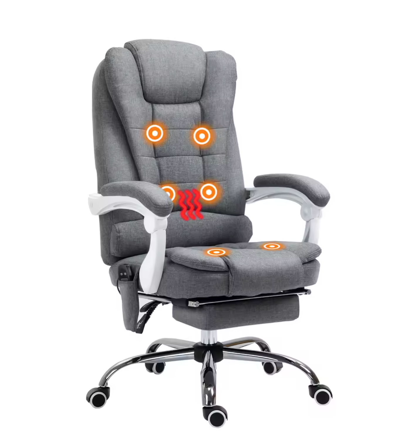 Massage Bureaustoel met Voetsteun en 6 Massagepunten – Grijs
