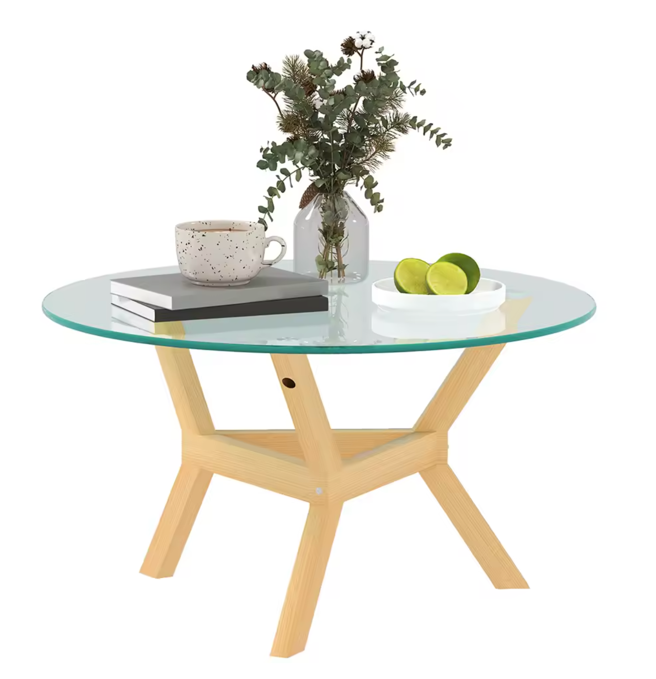 Ronde salontafel van glas – Ø80 cm met verstelbare poten