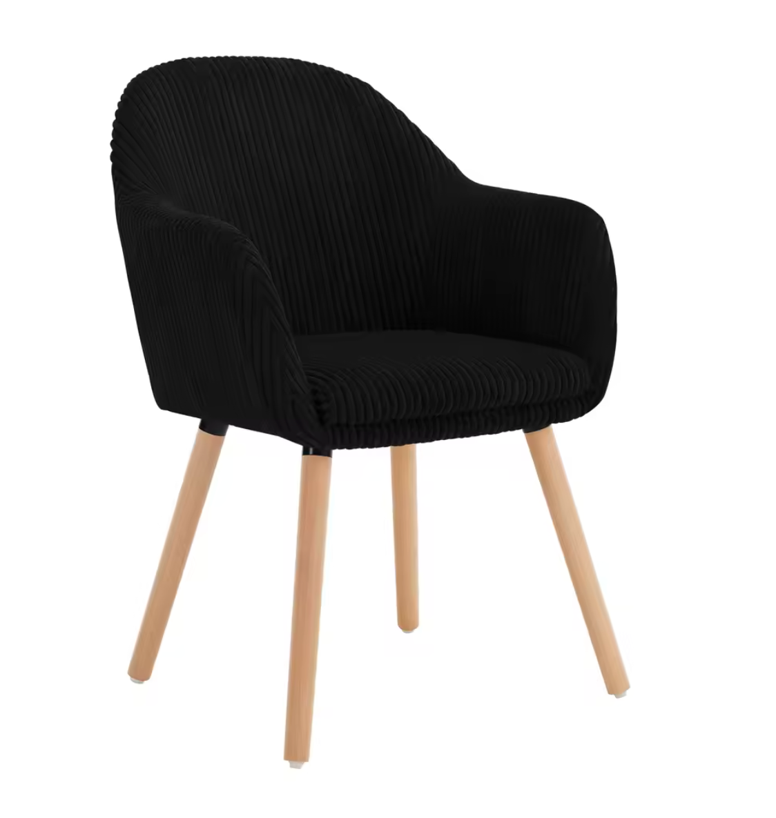 Modern Design Corduroy Eetkamerstoel met Armleuningen & Houten Poten