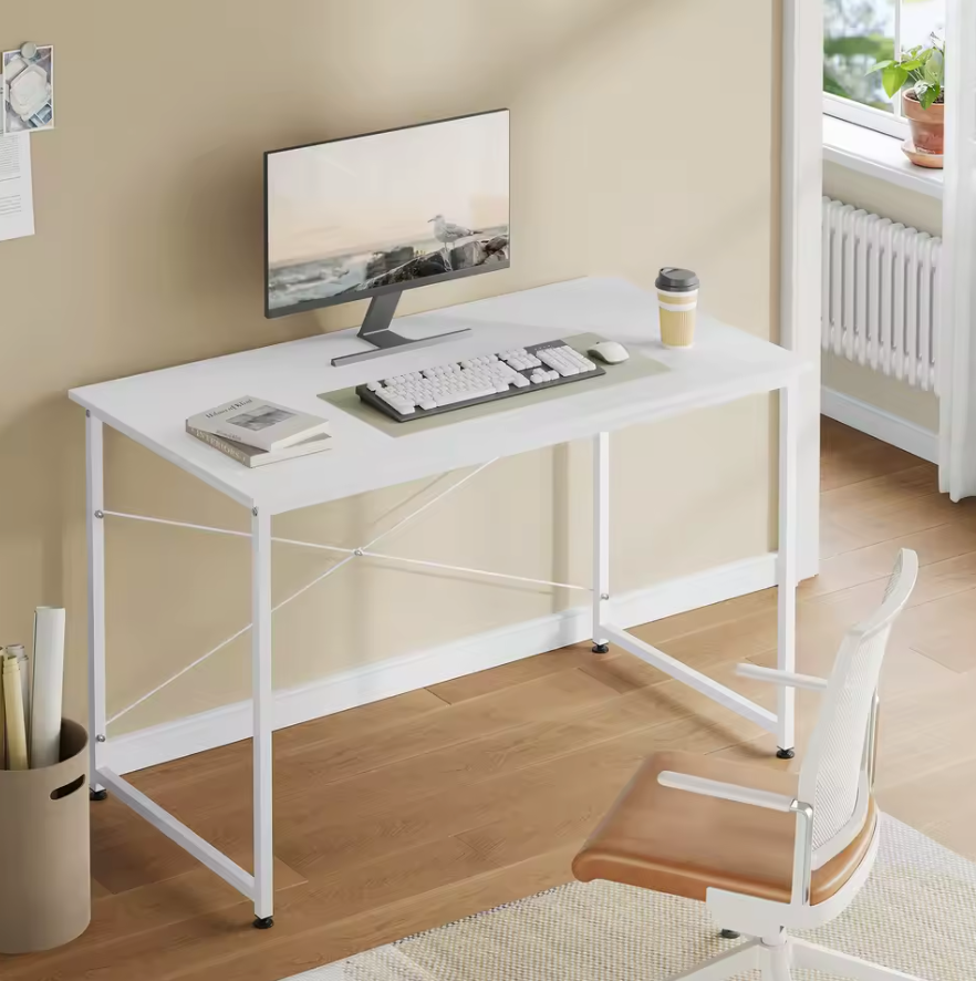 Houten Bureau Wit met Metalen Frame – 100, 120 en 140cm