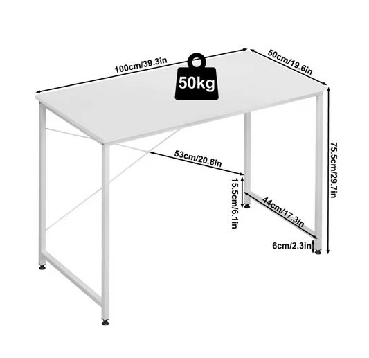 Houten Bureau Wit met Metalen Frame – 100, 120 en 140cm