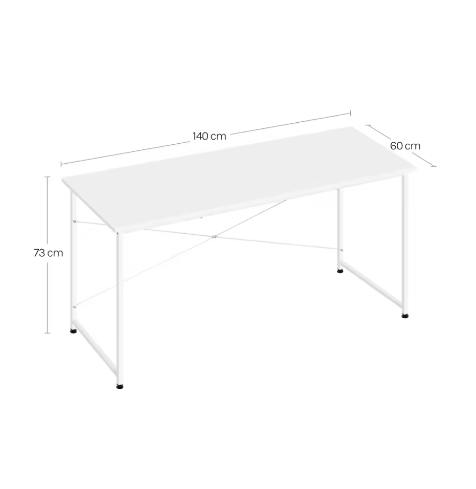 Houten Bureau Wit met Metalen Frame – 100, 120 en 140cm