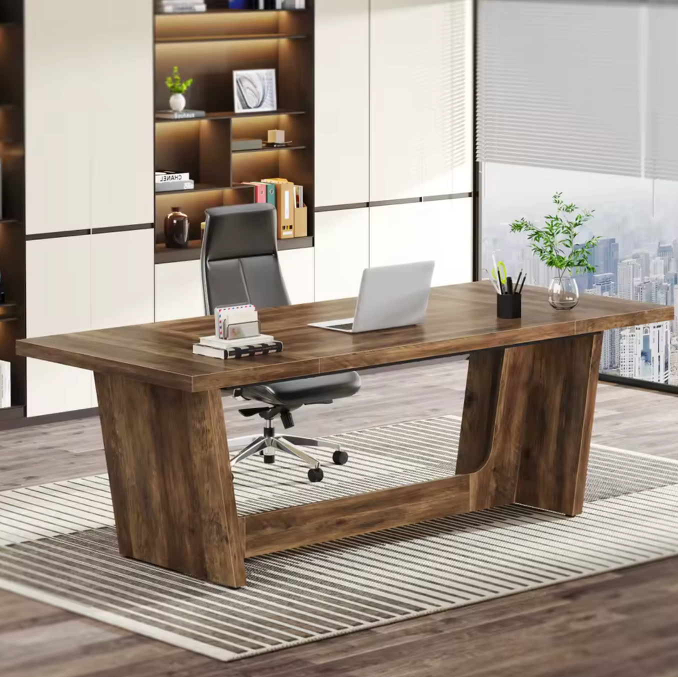 Groot Houten Directiebureau 180x80cm – Industrieel Design