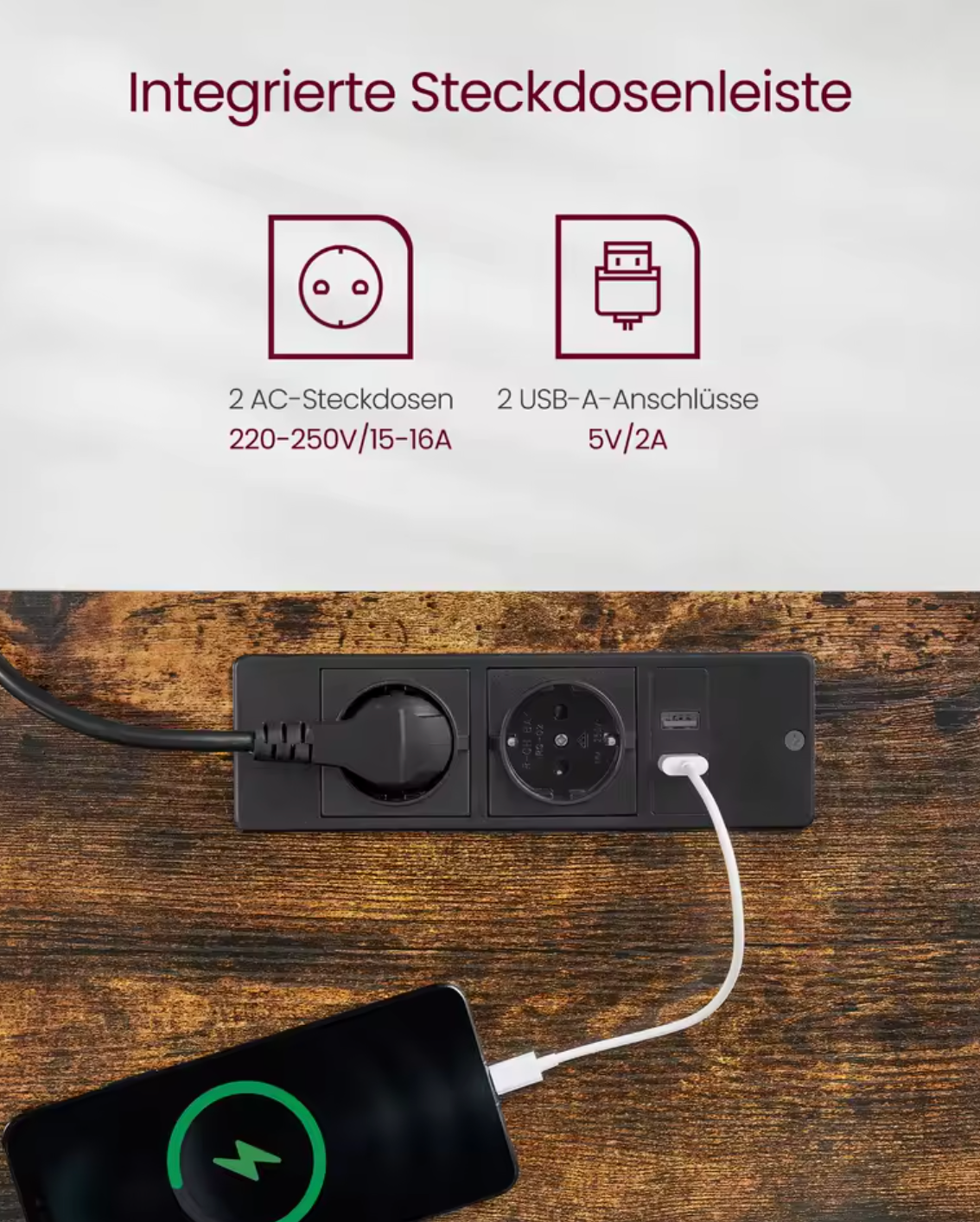 Elektrisch Zit-Sta Bureau 120x60cm – Met Geheugen & USB