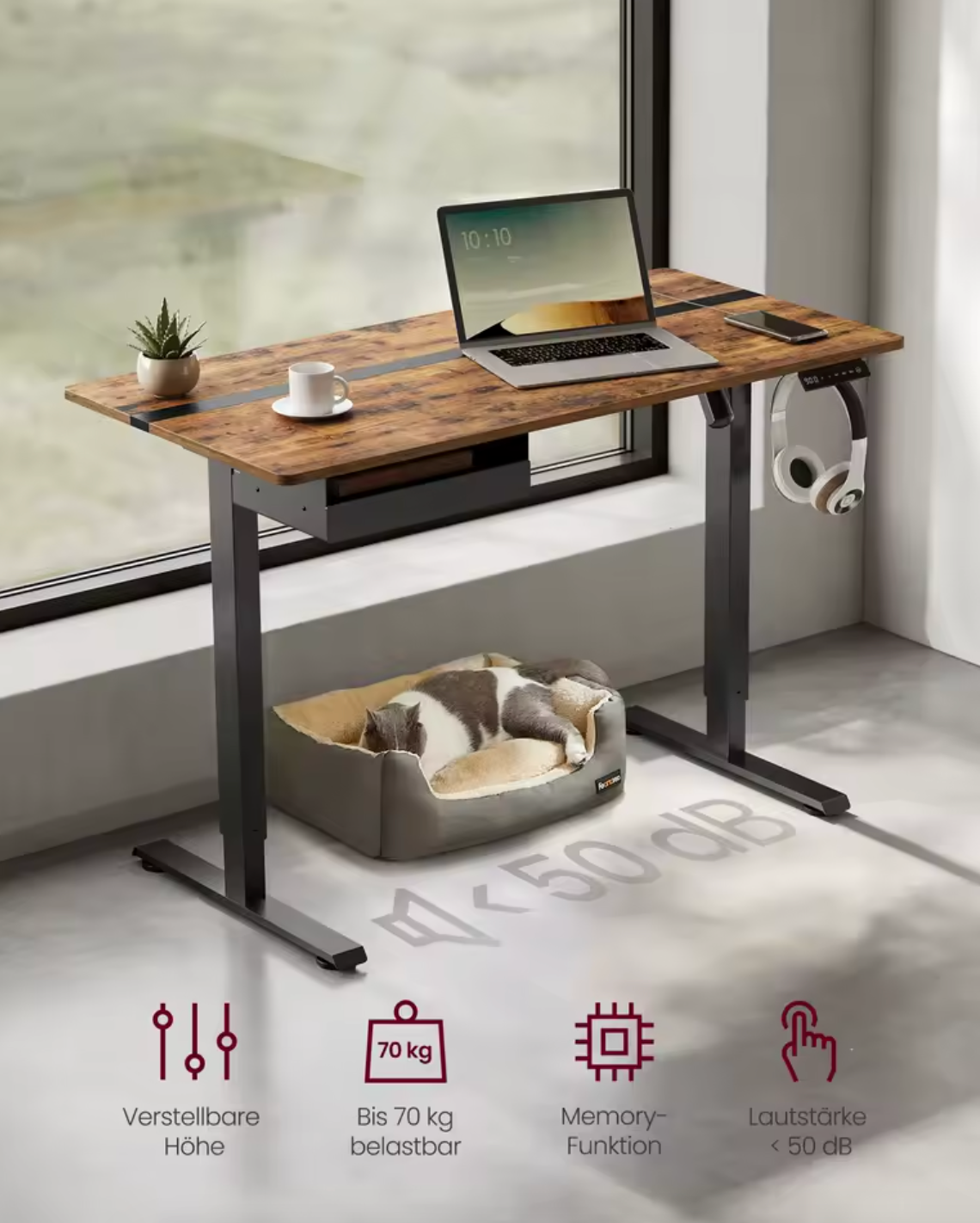 Elektrisch Zit-Sta Bureau 120x60cm – Met Geheugen & USB