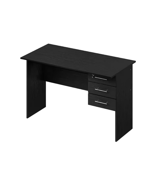 Bureau met 3 Lades en Slot – 120 cm Laptoptafel Zwart/Wit