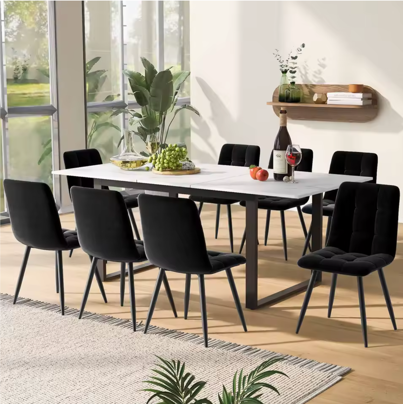 Uitschuifbare Eettafel 140-180 cm – MDF Marmerlook & Metaal