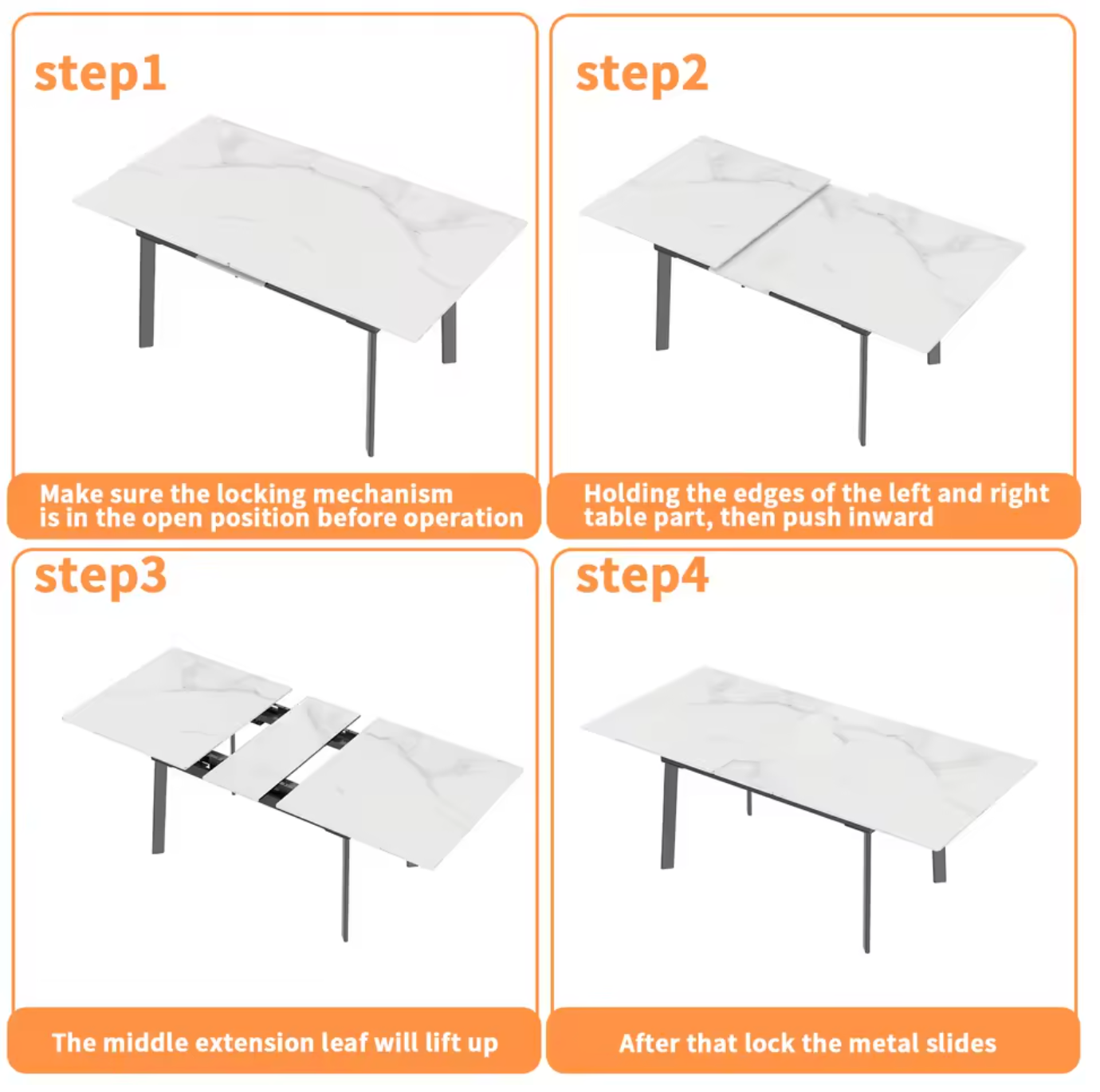 Uitschuifbare Eettafel 150–180 cm – Gesinterde Steen – Marmer look