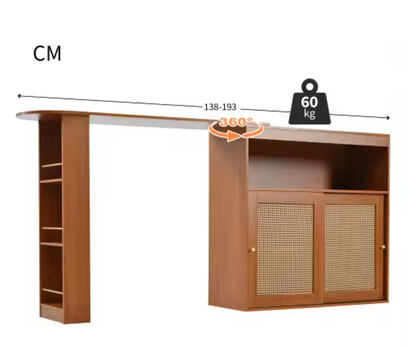 Moderne Bartafel met Opbergruimte – Rotan Deur & Verstelbare Planken