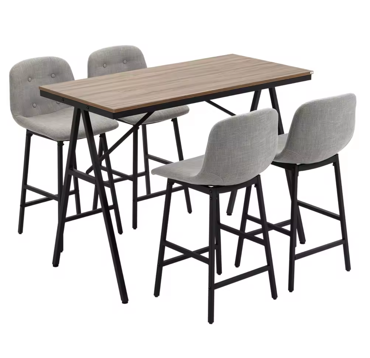 5-delige bartafelset met 4 krukken - Lichtgrijs of Beige