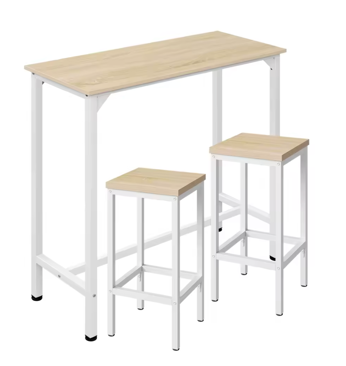 3-delige bartafelset met 2 krukken – industrieel staal & hout