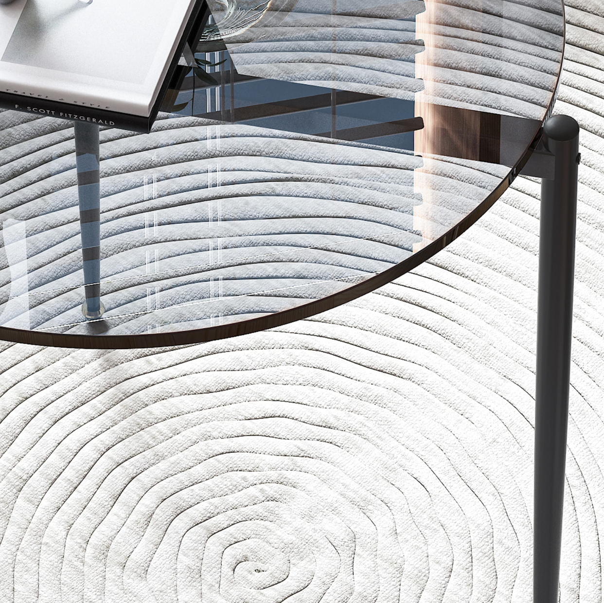 Ronde glazen bijzettafel – met metalen poten, Ø50 cm