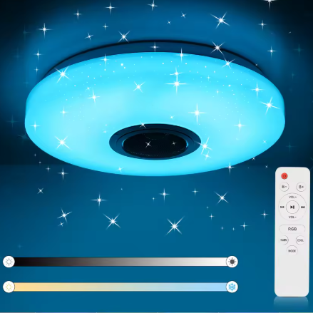 Moderne LED Plafondlamp met Bluetooth Speaker – Ø 50 cm, RGB & Dimbaar