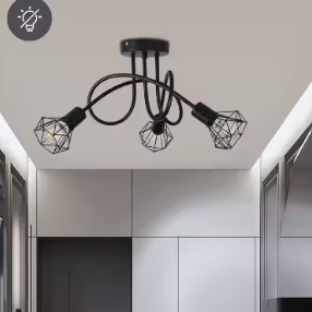 Industriële 3-lichts Plafondlamp – Zwart Aluminium Kooi Ontwerp, Modern & Stijlvol