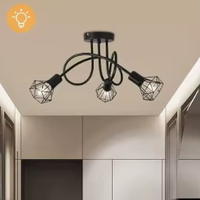 Industriële 3-lichts Plafondlamp – Zwart Aluminium Kooi Ontwerp, Modern & Stijlvol