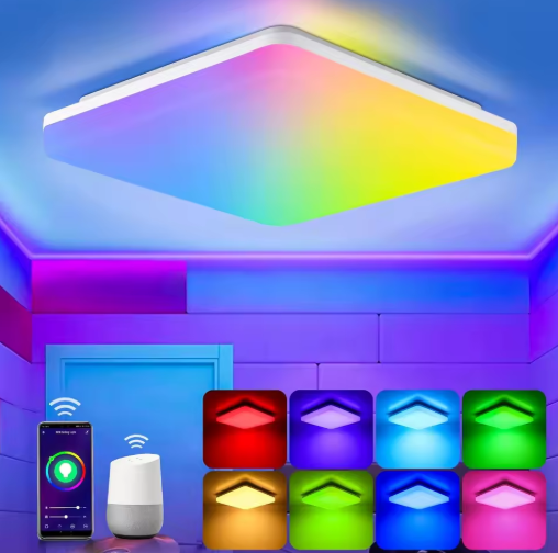 Smart LED RGB Plafondlamp – Dimbaar 24W, WiFi & Alexa Compatibel, 28×28 cm