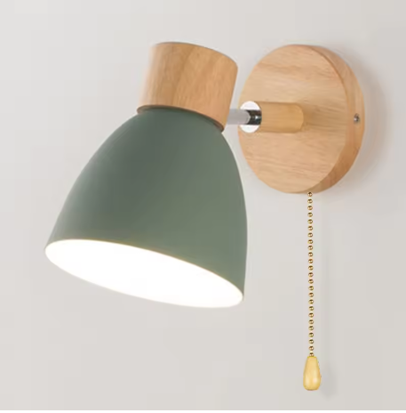 Houten Scandinavische Wandlamp – Moderne E27 Binnenverlichting met Schakelaar