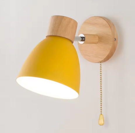 Houten Scandinavische Wandlamp – Moderne E27 Binnenverlichting met Schakelaar
